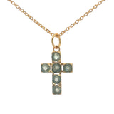 Gold necklace with square cross stones
