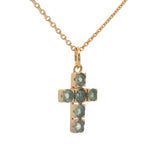 Gold necklace with square cross stones