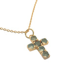 Gold necklace with square cross stones