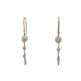 Boucles d'oreilles pendantes dorées avec 3 perles de culture
