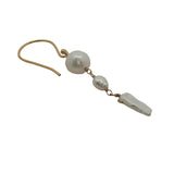 Boucles d'oreilles pendantes dorées avec 3 perles de culture
