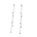 Boucles d'oreilles pendantes argent 925 double chaine avec zircons