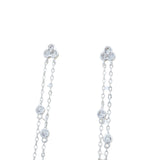 Boucles d'oreilles pendantes argent 925 double chaine avec zircons