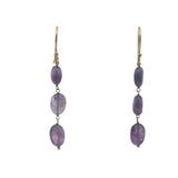 Boucles d'oreilles pendantes dorées trio d'améthyste
