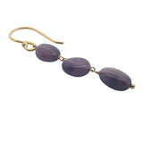 Boucles d'oreilles pendantes dorées trio d'améthyste