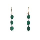 Boucles d'oreilles pendantes dorées trio d'onyx verte