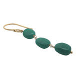Boucles d'oreilles pendantes dorées trio d'onyx verte
