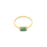 Bague solitaire onyx verte rectangulaire et zircons