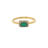 Bague solitaire onyx verte rectangulaire et zircons