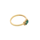 Bague solitaire onyx verte rectangulaire et zircons