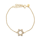 Bracelet doré étoile de David en pierre de lune