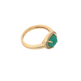 Bague dorée pierre naturelle serti 4 griffes et zircons