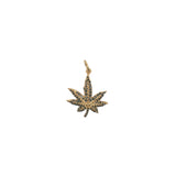 Charms doré feuille de chanvre et zircons noirs