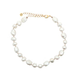 Chaine de cheville dorée perles de culture de différentes tailles et fil beige