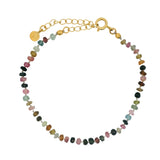 Bracelet doré en pierres tourmaline