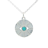 Collier oeil pierre naturelle rayons en zircons 42 cm