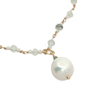 Collier doré en pierre de lune et prehnite perle de culture 50 cm