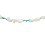 Chaine de cheville dorée alternance perles de culture et noeuds turquoise