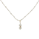Collier doré duo et petites perles de culture 60 cm