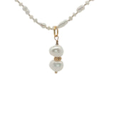 Collier doré duo et petites perles de culture 60 cm