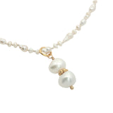 Collier doré duo et petites perles de culture 60 cm