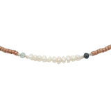 Chaine de cheville dorée perles de culture, tourmaline et perles métallisées mordorées