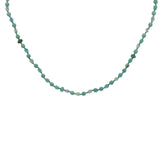 Collier doré perles vert d'eau avec noeuds verts 75 cm