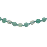 Collier doré perles vert d'eau avec noeuds verts 75 cm
