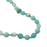 Collier doré perles vert d'eau avec noeuds verts 75 cm