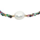 Bracelet doré perle de culture et perles multicolores