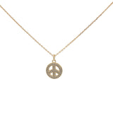 Collier doré peace and love avec zircons 42 cm
