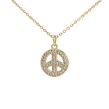 Collier doré peace and love avec zircons 42 cm