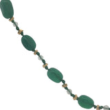 Collier doré onyx verte, perles dorées et noeuds verts 50 cm