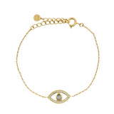 Bracelet dore oeil labradorite au centre et zircons
