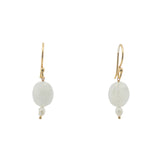 Boucles d'oreilles pendantes dorées duo pierre de lune et perle de culture