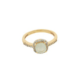 Bague dorée solitaire pierre carrée avec zircons
