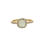 Bague dorée solitaire pierre carrée avec zircons