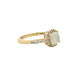 Bague dorée solitaire pierre carrée avec zircons