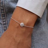 Bracelet argent 925 petite médaille ronde et zircons