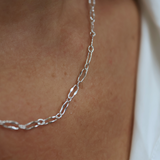 Silver necklace with filed curb chain