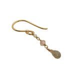 Boucles d'oreilles pendantes dorées pierre de lune, quartz rose et labradorite