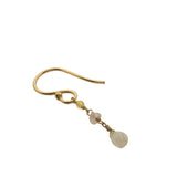 Boucles d'oreilles pendantes dorées pierre de lune, quartz rose et citron