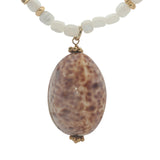 Collier doré coquillage perles en nacre et perles dorées 75 cm