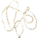 Collier doré coquillage perles en nacre et perles dorées 75 cm