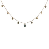 Collier doré avec pampilles en pierre de lune et labradorite 42 cm