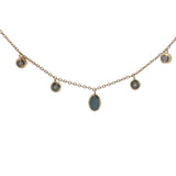 Collier doré avec pampilles en pierre de lune et labradorite 42 cm