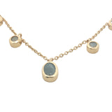 Collier doré avec pampilles en pierre de lune et labradorite 42 cm