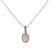 Collier doré Johri bazaar quartz rose perles de culture 42 cm