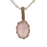 Collier doré Johri bazaar quartz rose perles de culture 42 cm