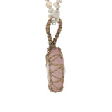Collier doré Johri bazaar quartz rose perles de culture 42 cm